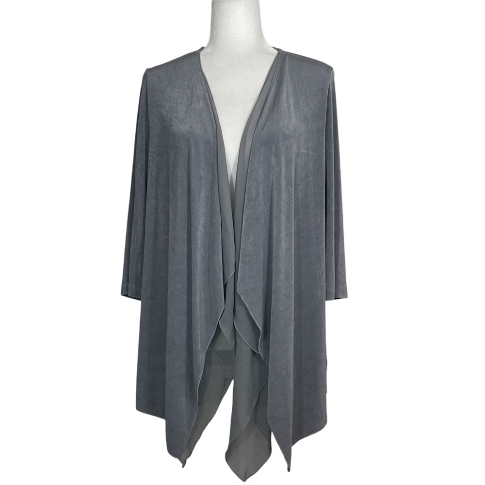 Travelers by Chico’s Silver Gray Open Front Jacket Light Academia Minimalist